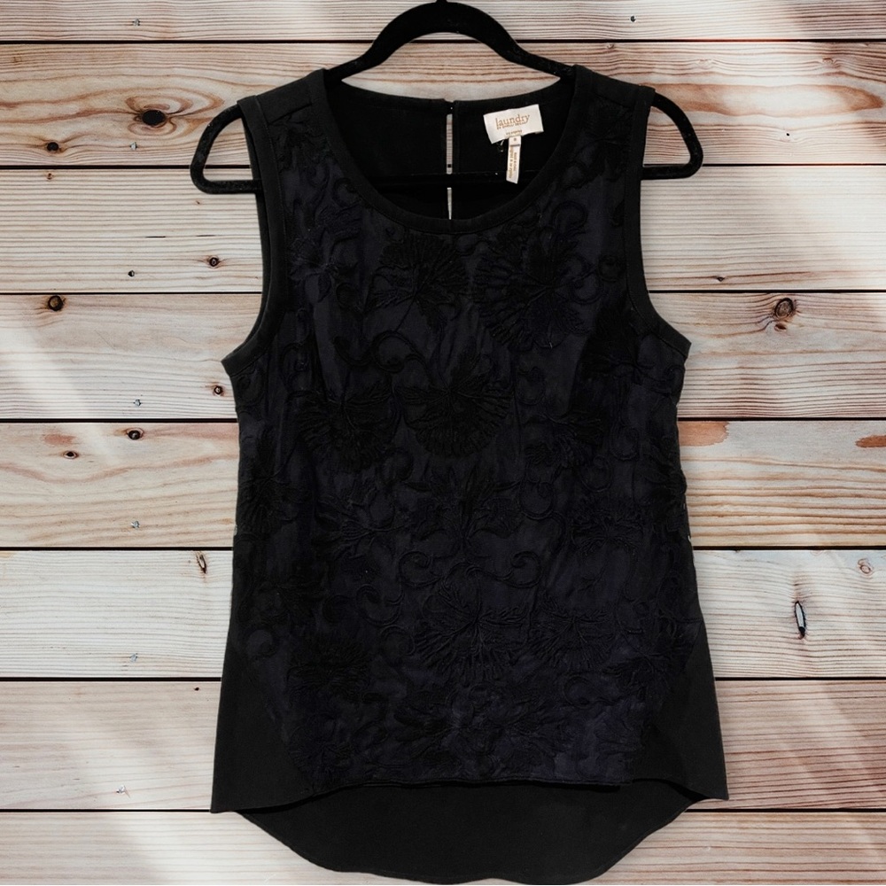 Laundry black sleeveless top - Picture 1 of 7